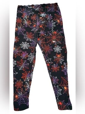 No Boundaries Black Spiderweb Print Leggings with Orange Purple White Accents